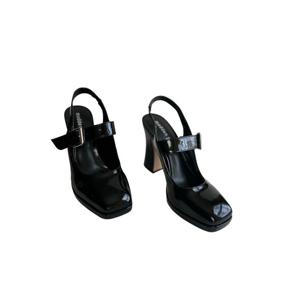 Madden Girl Black Patent Platform Mary Jane Slingback Heels 7.5M Square Toe Y2K - Picture 2 of 11